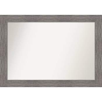 42" x 30" Non-Beveled Pinstripe Plank Gray Wall Mirror - Amanti Art