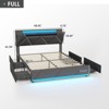 Bed Frame with Storage Headboard, 4 Drawers, Charging Station and Led Lights - 2 of 4