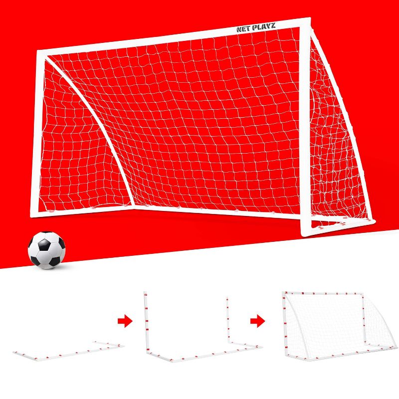 Net Playz High Strength Fast Setup PVC Weatherproof Soccer Goal - 12&#39; x 6&#39; x 4&#39;, 4 of 7