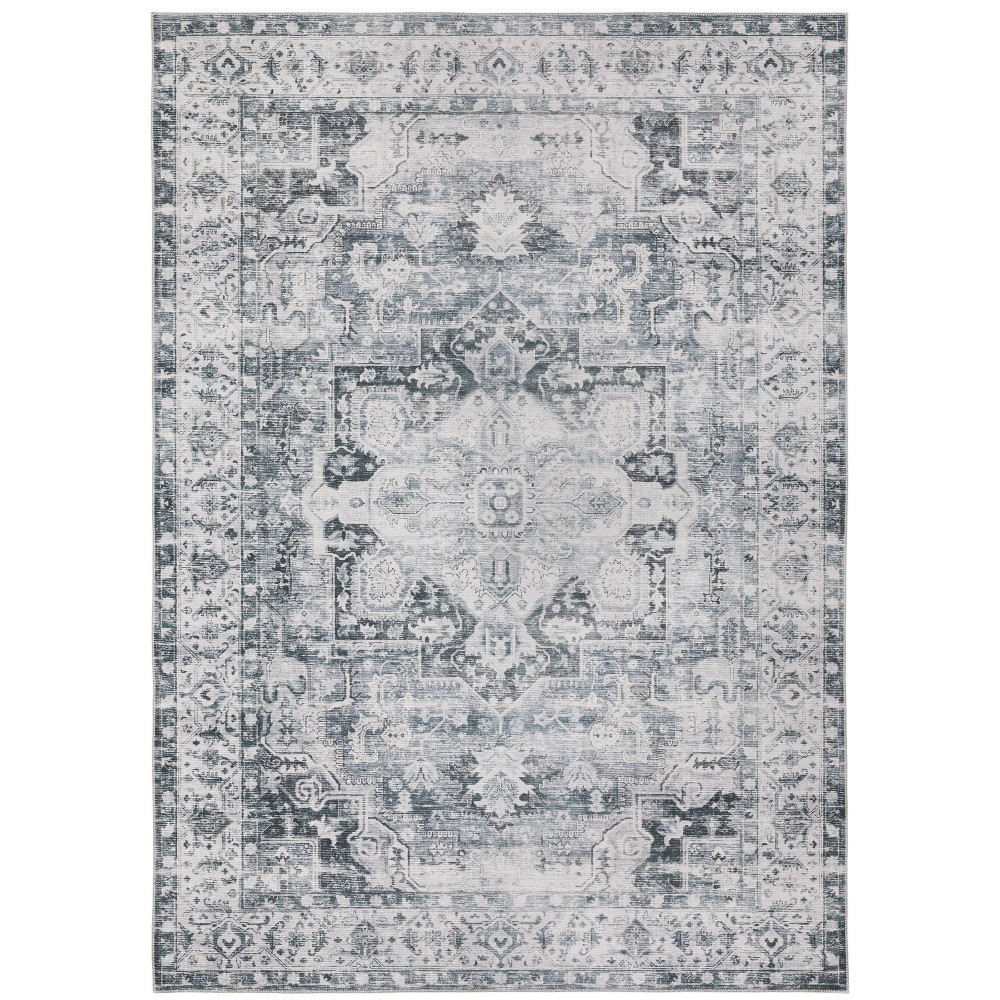 Photos - Area Rug 5'x7' Colette Washable Center Medallion Indoor  Charcoal/Ivory - C