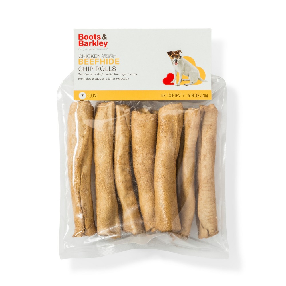 Boots & Barkley5'' Chicken Flavored Beefhide Chip Rolls 7ct Boots