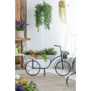 YUHAO Bicycle Plant Stand Planter for Indoor Outdoor Home Garden Decor - 38.5"x 14.5"x 25.5",Black & White - 1 of 4