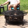 Sunnydaze Outdoor Camping or Backyard Steel Diamond Weave Fire Pit Bowl with Spark Screen - 40" - Black - image 2 of 4