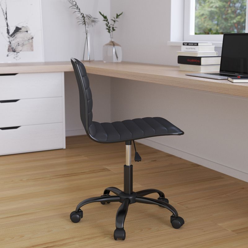 Merrick Lane Home Office Chair Ergonomic Executive Ribbed Low Back Armless Computer Desk Chair - Base, Frame & Border, 3 of 22