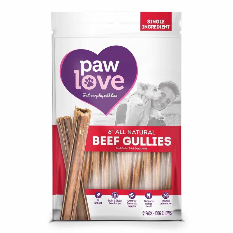 Paw Love 6&#39;&#39; Beef Gullies Dog Treats - 12pk, 3 of 7