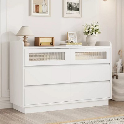 6 Drawers Dresser for Bedroom,Wide Drawer Dresser with LED for Living Room