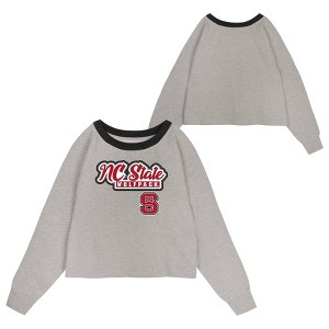 NCAA NC State Wolfpack Girls' Crew Neck Fleece Gray Sweatshirt - 1 of 3