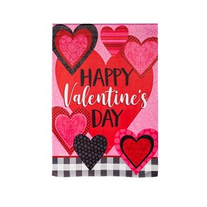 Evergreen Patterned Valentine Hearts Suede House Flag 28 x 44 Inches Outdoor Decor for Homes and Gardens - 1 of 1