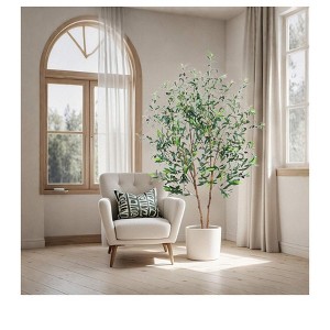 6.8in Home Decor Tall Artificial Olive Tree  Realistic Fake Olive Tree With Adjustable   Faux Potted Olive Tree For Living Room Bedroom Home - 1 of 4