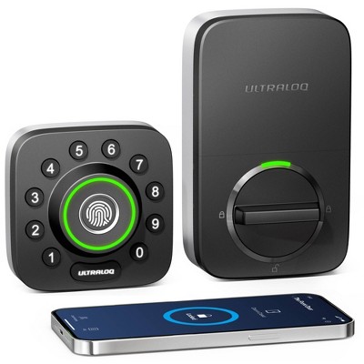 ULTRALOQ U-Bolt Pro 6-in-1 Bluetooth Enabled Fingerprint and Keypad Smart Deadbolt Door Lock Black: Voice Control, Smartphone App