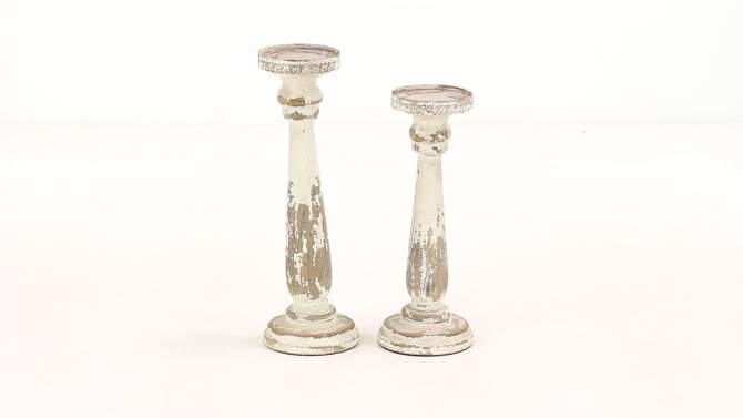 Rustic Reflections Wood Candle Holder Set 2ct - Olivia & May, 2 of 19, play video