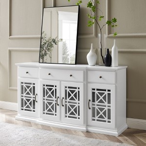 NicBex 59.75" Classic 4-Doors Sideboard,Kitchen Storage Cabinets with Glass Doors and 3 drawers for Kitchen and Dining Room,Black/Teal/White - 1 of 4