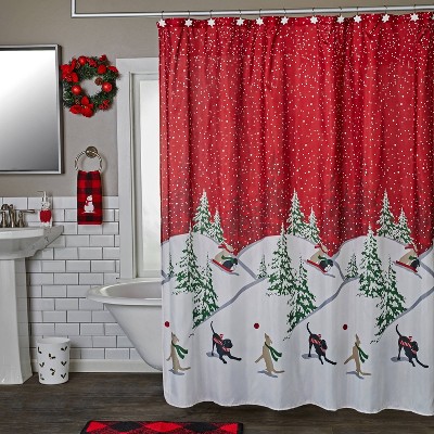 Winter Dogs Shower Curtain And Hook Set, Cardinals Shower Curtain Hook Set