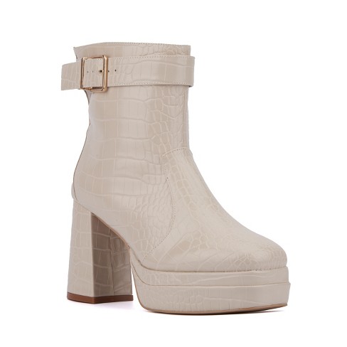 Fashion To Figure Women's Mari Platform Boot - Wide Width - 8, Bone ...