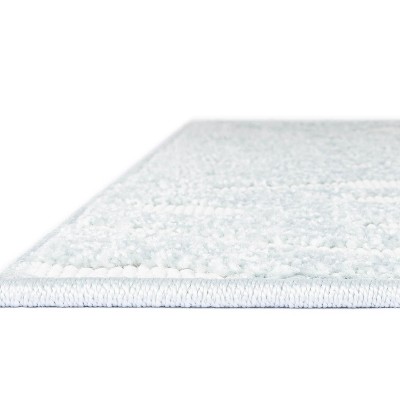 Light Blue Geometric 4' x 6' Synthetic Outdoor Area Rug