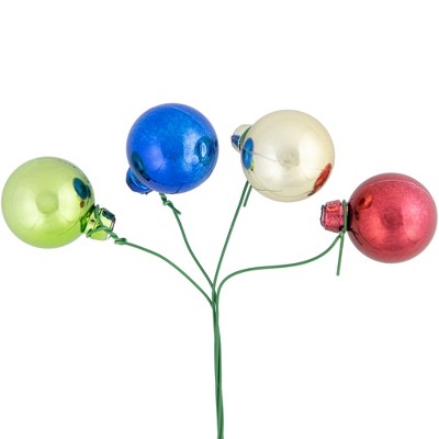 Multicolor Shatterproof Plastic Holiday Ball Ornament Pick