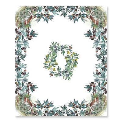 Olive Grove Green and Purple Fabric Rectangular Tablecloth