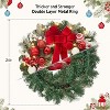 GAOMON Pre-Lit Christmas Wreath for Front Door, 24 Inch Large Lighted Wreath with Xmas Balls, Red Bow & Berries - 2 of 4