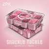 LunaLulinlk 8-compartment tray with lid, portable snack tray with handles and plates, Pink, 2 Pack - 2 of 4