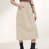 Anna-Kaci Women's Utility Midi Skirt with Side Cargo Pockets Button Waistband and Belt Loops - 3 of 4