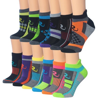 Tipi Toe Women's 12-Pairs Running & Athletic Hyper Glow Rush Patterned Performance Low Cut Socks