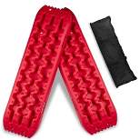 RUGCEL WINCH Quick Recovery Emergency 4 Wheel Drive Tire Traction Board Mats w/ Diamond Array Pattern, 4 Mounting Brackets, & Carrying Case, Red