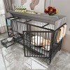 LAOTIES Large Rolling Pet Cage with Feeding Drawer And Storage Cabinet,Indoor Crate with Stainless Steel Bowls - 2 of 4