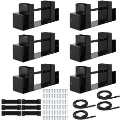 Sunnydaze Adjustable Steel Log Rack Brackets with Accessory Kit - Black - 3-Pack