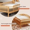 CAVINAS Kids & Toddler Bed Frame with Safety Guardrails and Solid Wood House Headboard Storage,Space-Saving Bed Frame for Girls & Boys,Natural - 2 of 4
