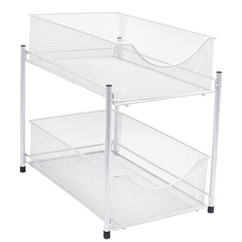 Sorbus 2 Tier Organizer Baskets With Mesh Sliding Drawers White