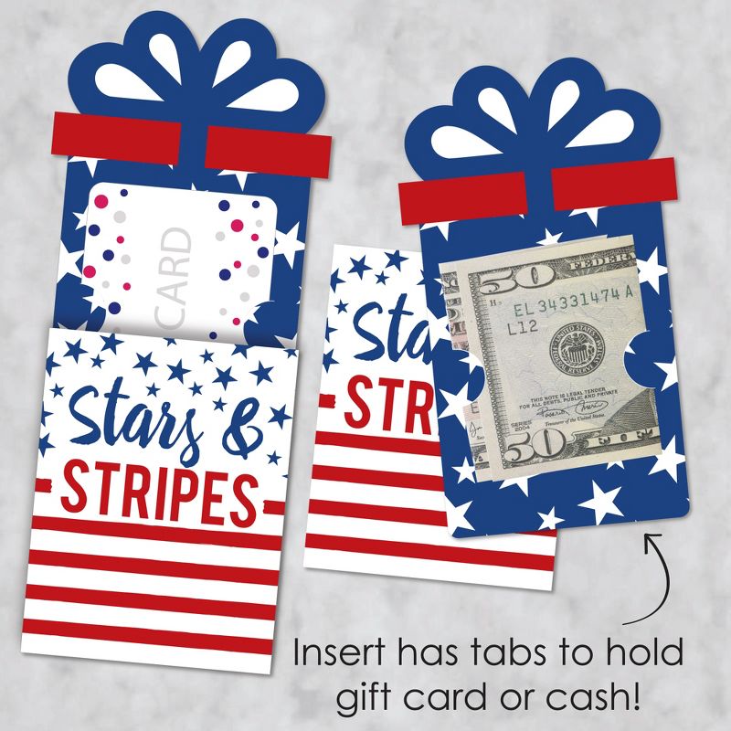 Big Dot of Happiness Stars & Stripes - Patriotic Party Money and Gift Card Sleeves - Nifty Gifty Card Holders - Set of 8, 3 of 9