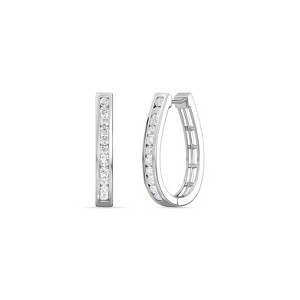 Gilded Lab-Grown Diamond Channel Set Hoop Earrings for Women in 925 Sterling Silver and 14KT Yellow Gold-Plated | 1/4, 1/2, 1 Carat Total Weight - 1 of 4