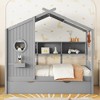 Twin/Full Size Wood House Platform Bed with Trundle and Storage Shelf for Kids, 4Q -ModernLuxe - image 2 of 4