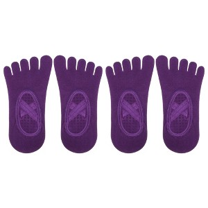 Unique Bargains Non-Slip Yoga Socks Five Toe Socks Pilates Barre for Women with Grips - 1 of 4