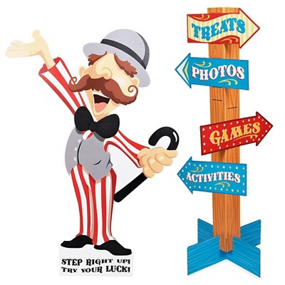 Carnival Man with Directional Sign Stand Up