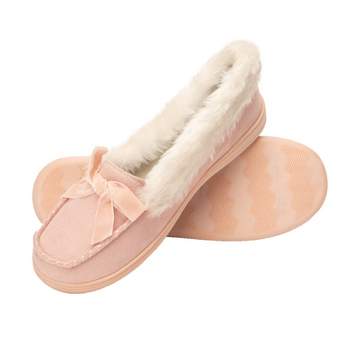 Jessica Simpson Womens Micro-Suede Moccasin with Velvet Bow - Dusty Pink/Large