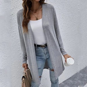 Coolmee Women Buttonless Long Sleeve Open Front Cardigan Lightweight Sweater Coat - 1 of 4