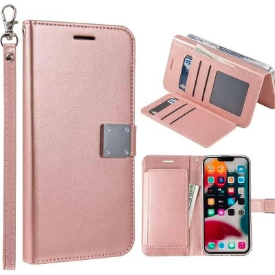 Entronix Case Compatible with iPhone 15 Pro Max - Foldable Leather Wallet, Card Holder & Lanyard