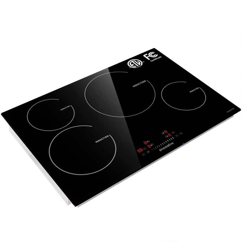 Sincreative UI72358 30 Inch 240V Electric Induction Ceramic Glass Cooktop, 4 Burners w/ 9 Heat Levels, Timer, & Safety Lock, ETL & FFC Certified, 1 of 6