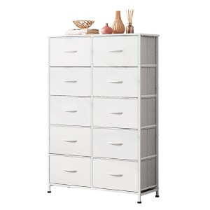 Tall Dresser with 10 Fabric Drawers, Storage Tower with Cabinet, Metal Frame, Organizer Units for Closet - 1 of 4