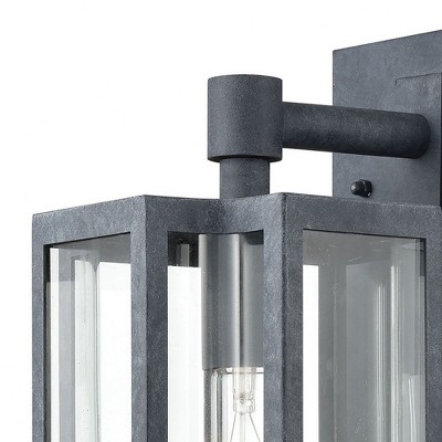 Aged Zinc Clear Glass Dimmable Outdoor Wall Sconce