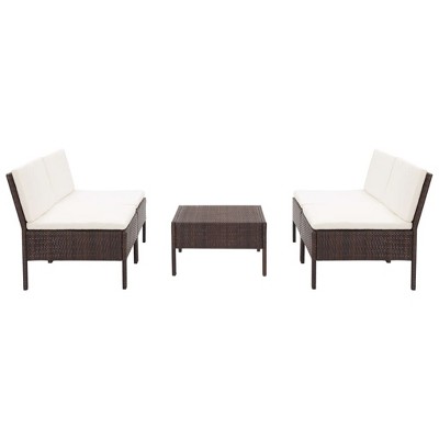 vidaXL 5 Piece Patio Sofa Set with Cushions Poly Rattan Brown