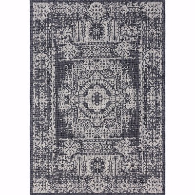 Charcoal Gray 7' x 10' Synthetic Rectangular Outdoor Rug