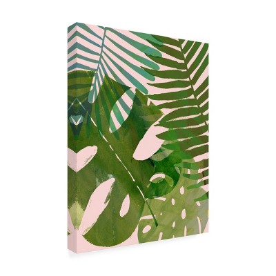 Large Green and Pink Tropical Canvas Print for Outdoor Decor