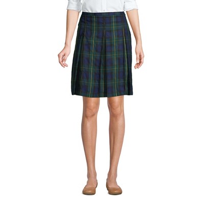Lands' End School Uniform Women's Plaid Box Pleat Skirt Top Of The Knee ...
