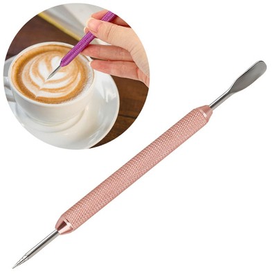 Fancy Coffee Pull Flower Needle Stainless Steel Carved Rod Crochet Flower Needle(Champagne)
