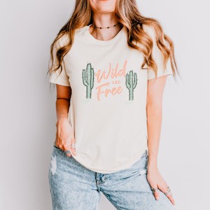 Simply Sage Market Wild And Free Cactus Short Sleeve Tee - 1 of 4