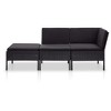 vidaXL 3 Piece Patio Lounge Set with Cushions Poly Rattan Black - 2 of 4