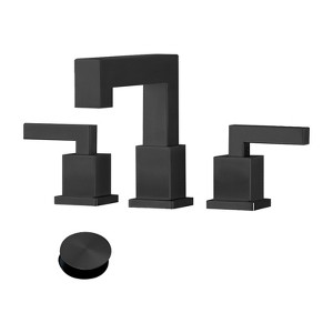 Cobbe Matte Black 3-Hole Low-Arch 8 Inch Widespread Bathroom Faucet, Vanity Sink Faucet with Metal Pop Up Drain Assembly and Water Supply Lines - 1 of 4