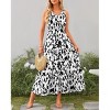 Womens Summer Dress V Neck Elastic Waist Sleeveless Floral Elegant Casual Maxi Dress - 4 of 4